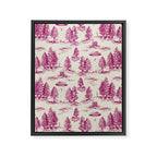 Magenta Alien Abduction Toile De Jouy Pattern Framed Canvas Print Gallery Image 8