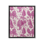 Magenta Bigfoot / Sasquatch Toile de Jouy Framed Canvas Print Gallery Image 8