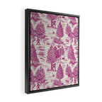 Magenta Bigfoot / Sasquatch Toile de Jouy Framed Canvas Print Gallery Image 2