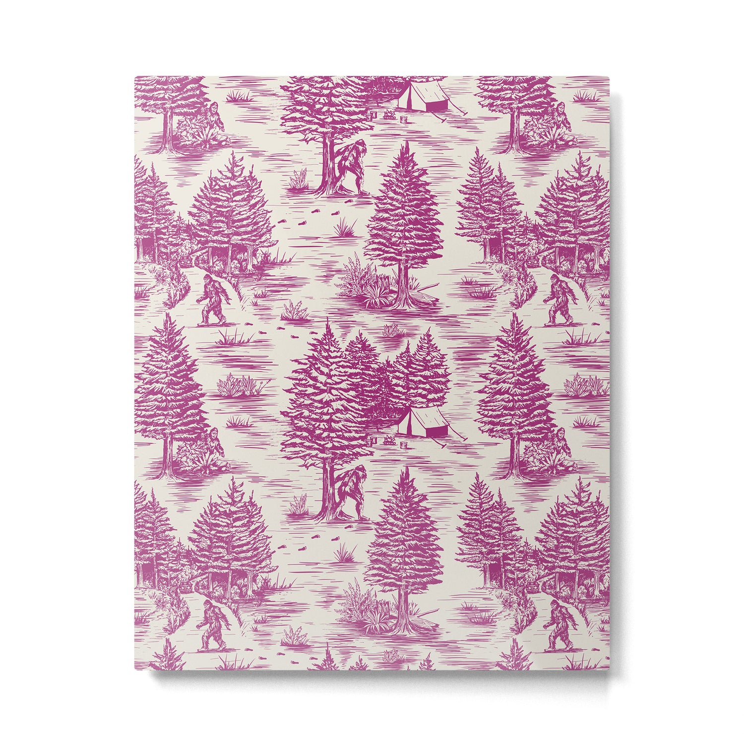 Magenta Bigfoot / Sasquatch Toile de Jouy Metal Print Gallery Image 6