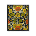Modern Floral Pattern in Orange, Yellow, Green & Navy Framed Canvas Print Gallery Image 8