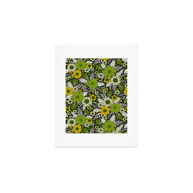 Modern Yellow & Green Floral Pattern Art Print Gallery Image 1