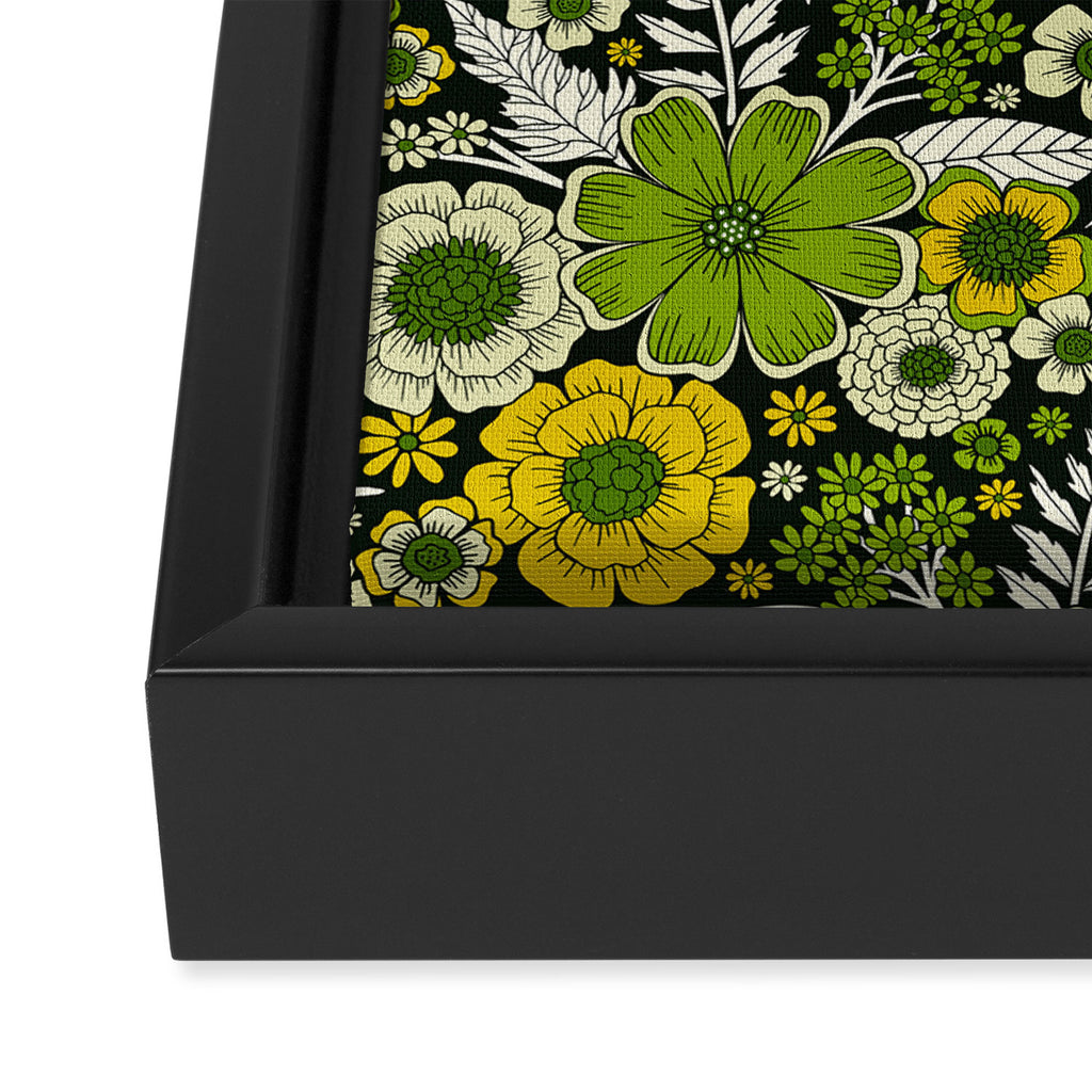 Modern Yellow & Green Floral Pattern Framed Canvas Print Gallery Image 3
