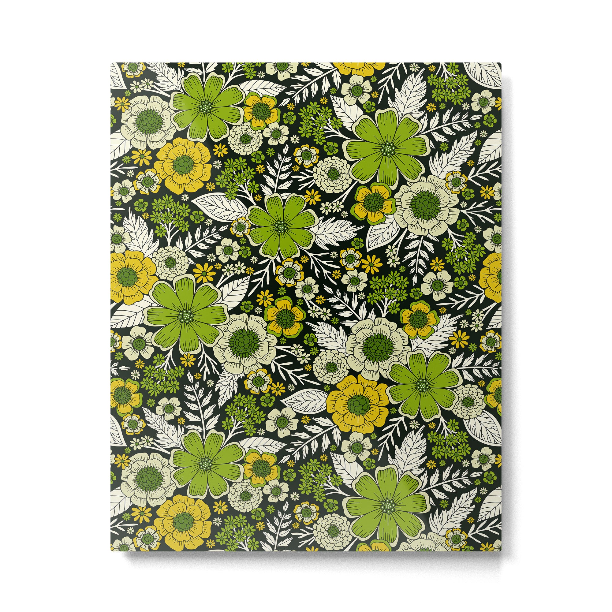 Modern Yellow & Green Floral Pattern Metal Print Gallery Image 6