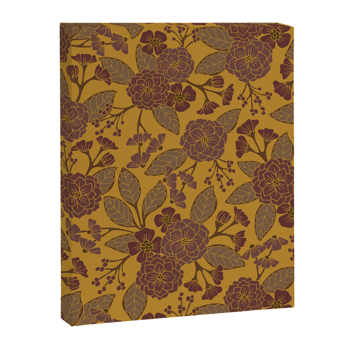 Mustard Yellow, Brown, Raisin, Taupe & Mauve Floral Pattern Canvas Print Gallery Image 1