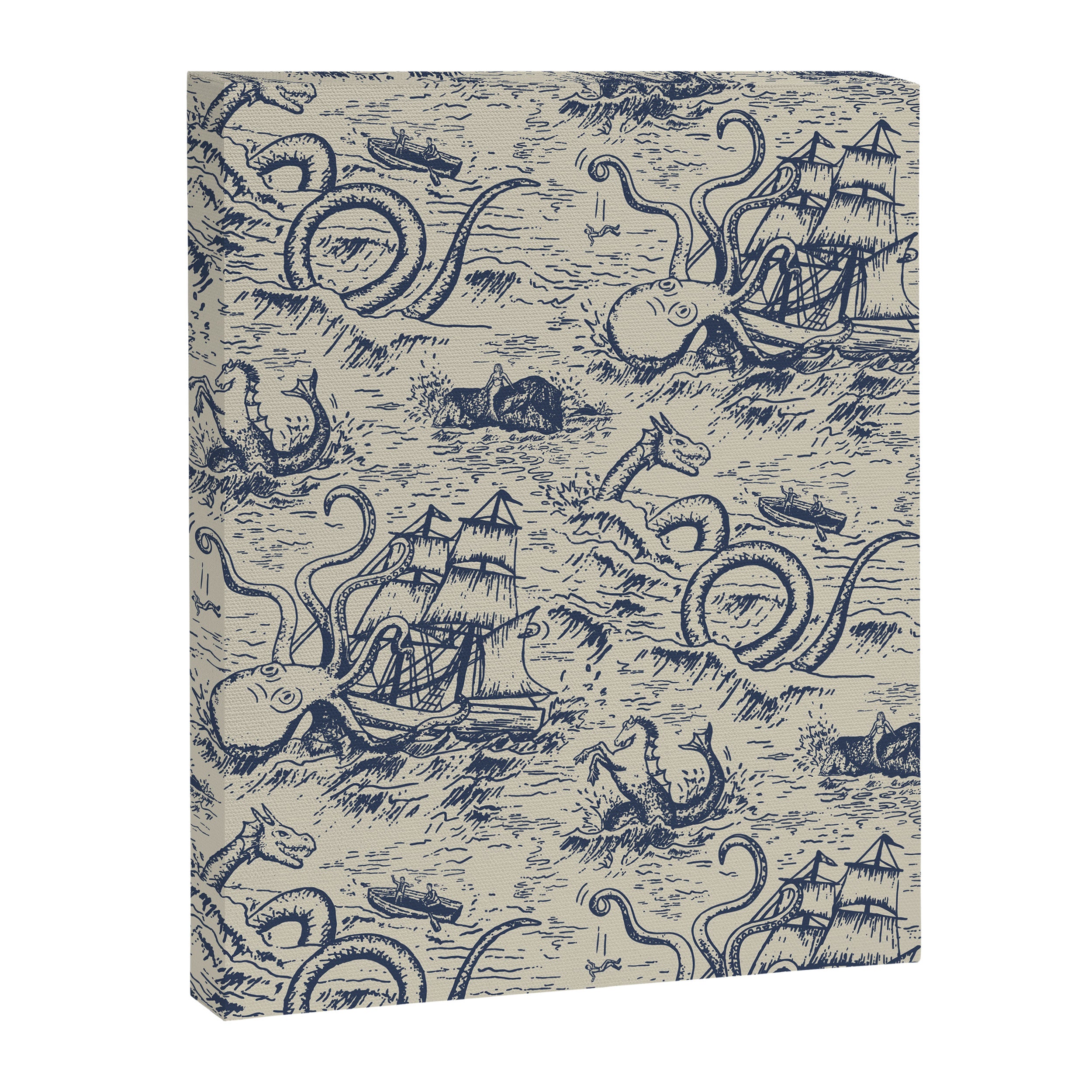 Mythical Sea Creatures Toile de Jouy Canvas Print Gallery Image 8