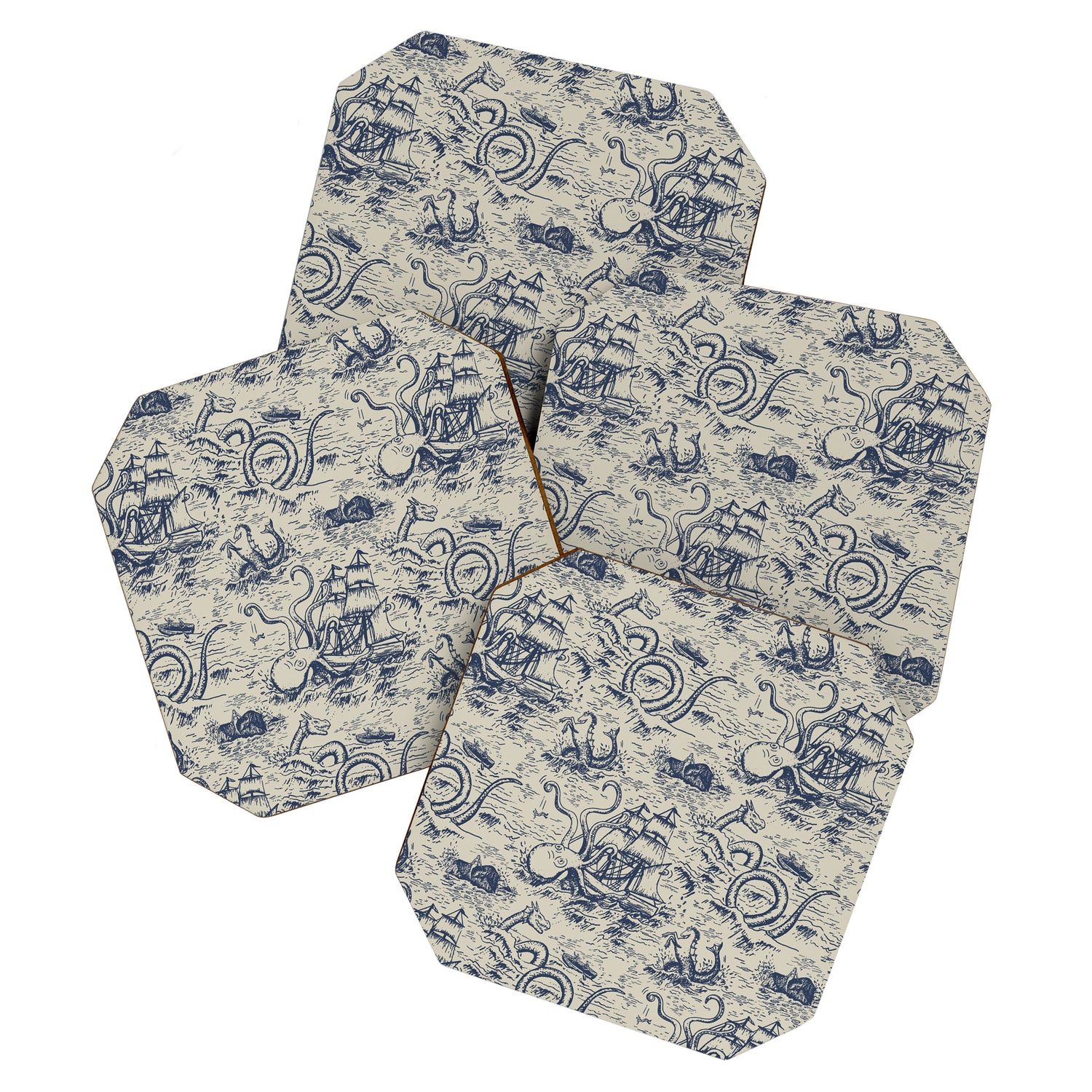 Mythical Sea Creatures Toile de Jouy Coaster Gallery Image 1