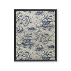 Mythical Sea Creatures Toile de Jouy Framed Canvas Print Gallery Image 8