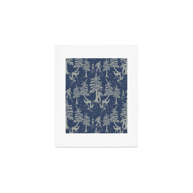 Navy Blue Bigfoot & Friends Art Print Gallery Image 1