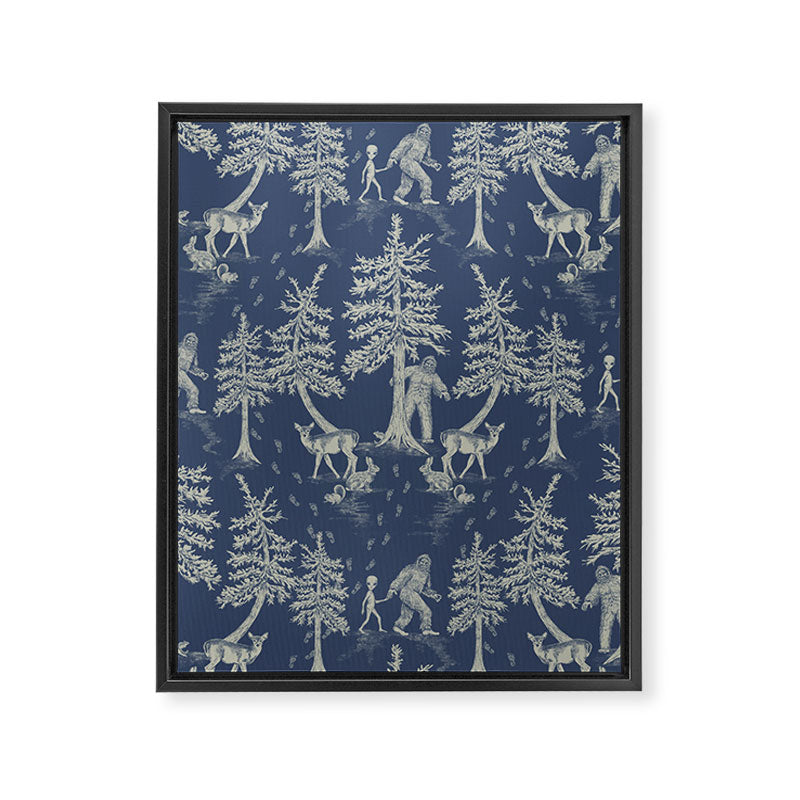 Navy Blue Bigfoot & Friends Framed Canvas Print Gallery Image 8