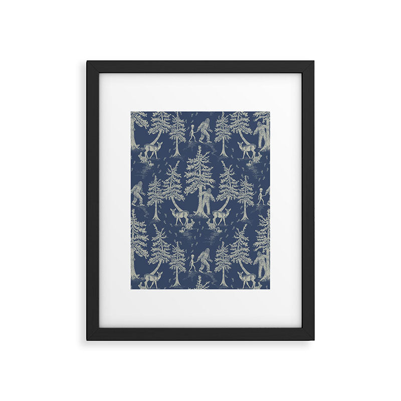 Navy Blue Bigfoot & Friends Framed Art Print Gallery Image 6