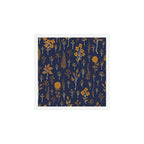 Navy Blue & Mustard Yellow Floral Pattern Art Print Gallery Image 1