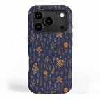 Navy Blue & Mustard Yellow Floral Pattern iPhone Case Gallery Image 1