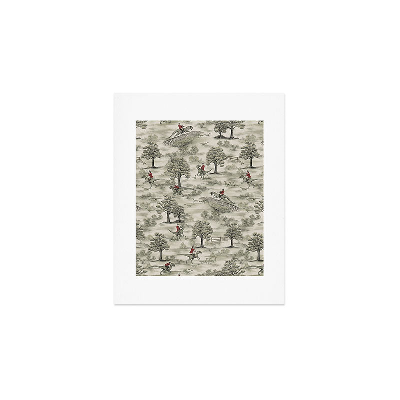 Not-So-Traditional English Fox Hunt with Dinosaurs Art Print Gallery Image 1