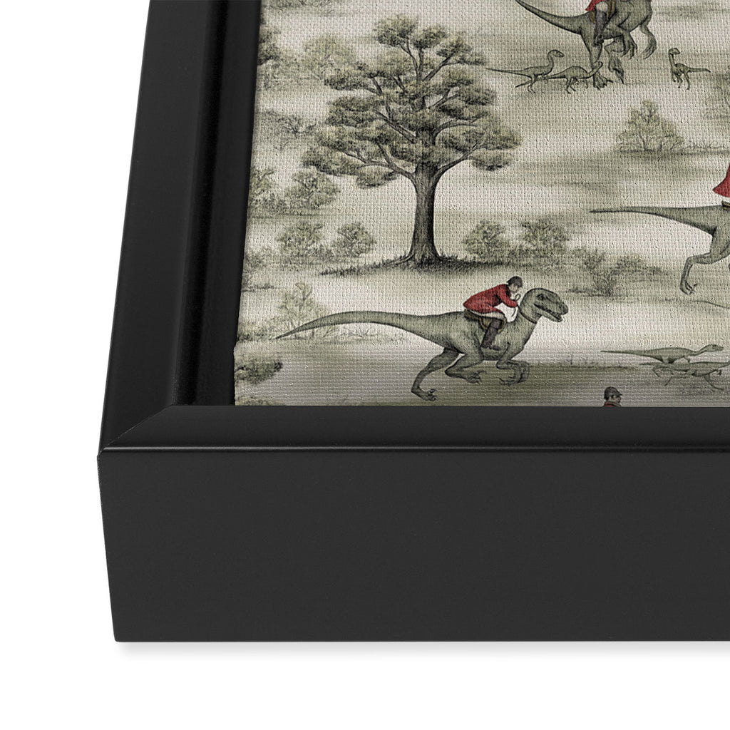 Not-So-Traditional English Fox Hunt with Dinosaurs Framed Canvas Print Gallery Image 3