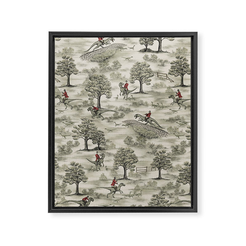 Not-So-Traditional English Fox Hunt with Dinosaurs Framed Canvas Print Gallery Image 8