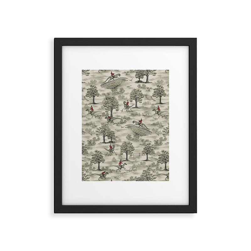 Not-So-Traditional English Fox Hunt with Dinosaurs Framed Art Print Gallery Image 6