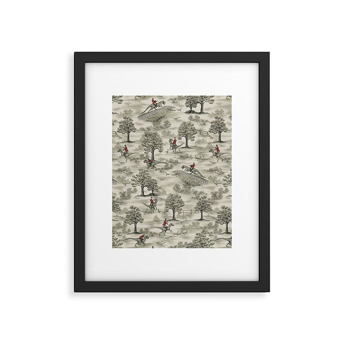 Not-So-Traditional English Fox Hunt with Dinosaurs Framed Art Print Gallery Image 1