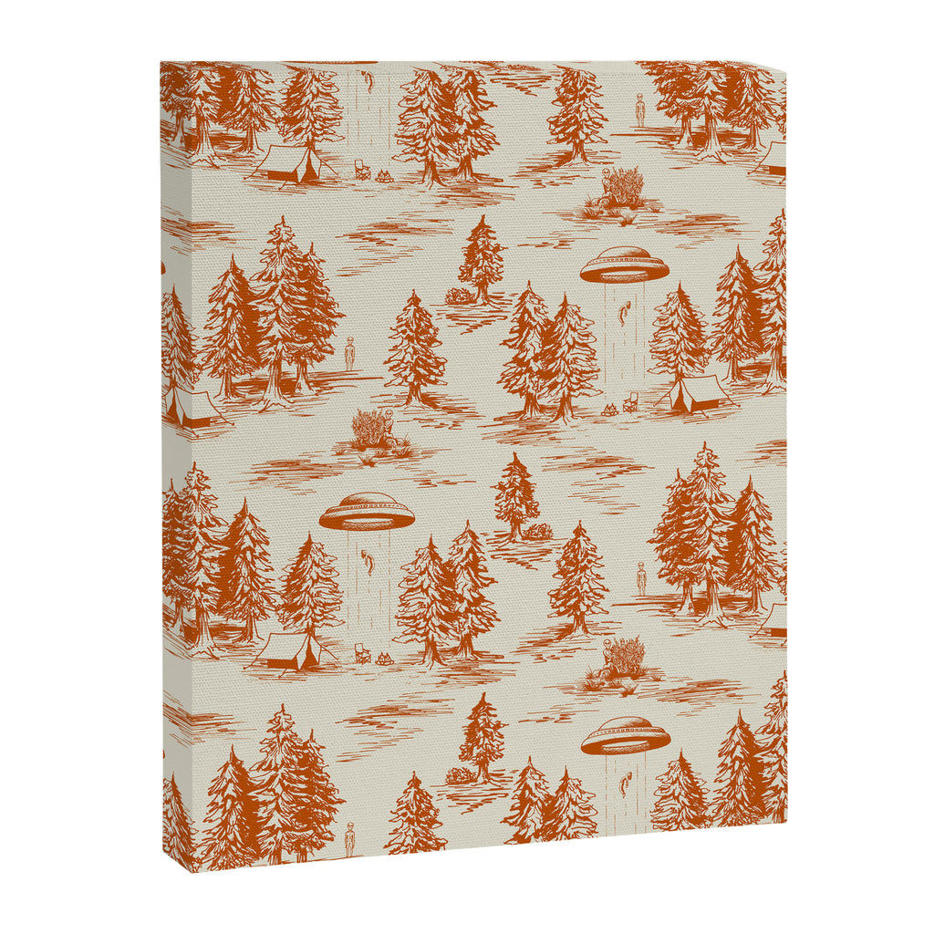 Orange Alien Abduction Toile De Jouy Pattern Canvas Print Gallery Image 8