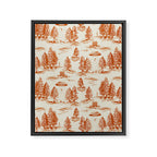 Orange Alien Abduction Toile De Jouy Pattern Framed Canvas Print Gallery Image 8