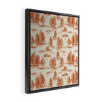 Orange Alien Abduction Toile De Jouy Pattern Framed Canvas Print Gallery Image 2