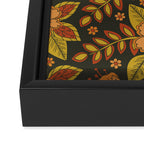 Orange, Peach, Olive Green & Dark Gray Floral Pattern Framed Canvas Print Gallery Image 3