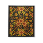 Orange, Peach, Olive Green & Dark Gray Floral Pattern Framed Canvas Print Gallery Image 6
