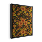Orange, Peach, Olive Green & Dark Gray Floral Pattern Framed Canvas Print Gallery Image 2
