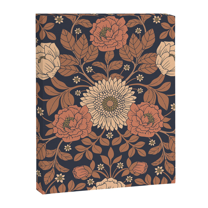 Peach, Dusty Rose, Mauve & Blue-Gray Floral Pattern Canvas Print Gallery Image 1