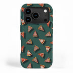 Pizza Party Pattern - Floating Pizza Slices on Teal iPhone Case Gallery Image 1