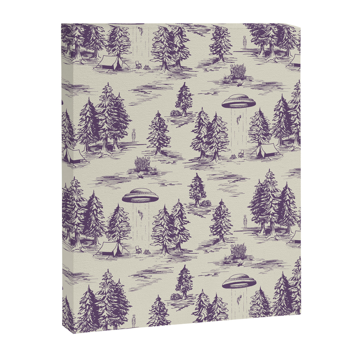 Purple Alien Abduction Toile De Jouy Pattern Canvas Print Gallery Image 8