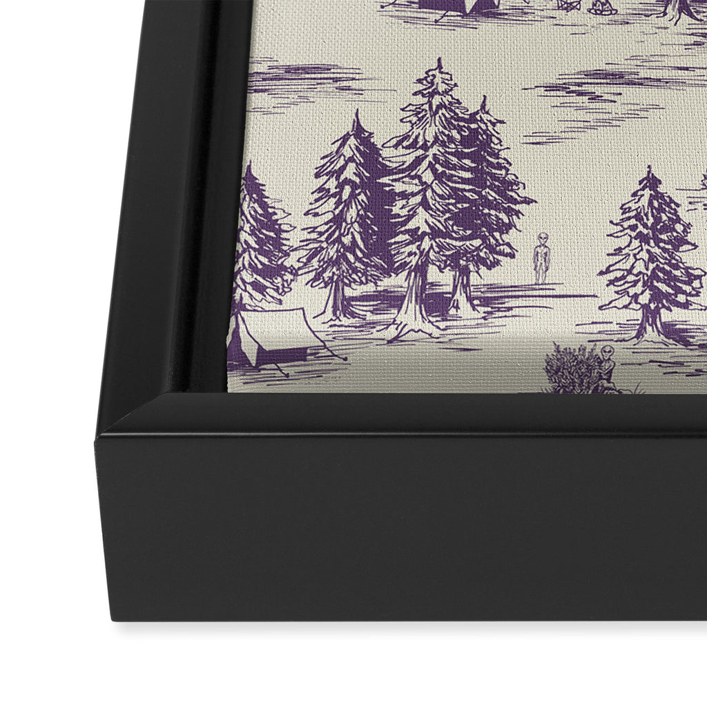 Purple Alien Abduction Toile De Jouy Pattern Framed Canvas Print Gallery Image 3