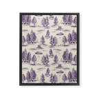 Purple Alien Abduction Toile De Jouy Pattern Framed Canvas Print Gallery Image 8