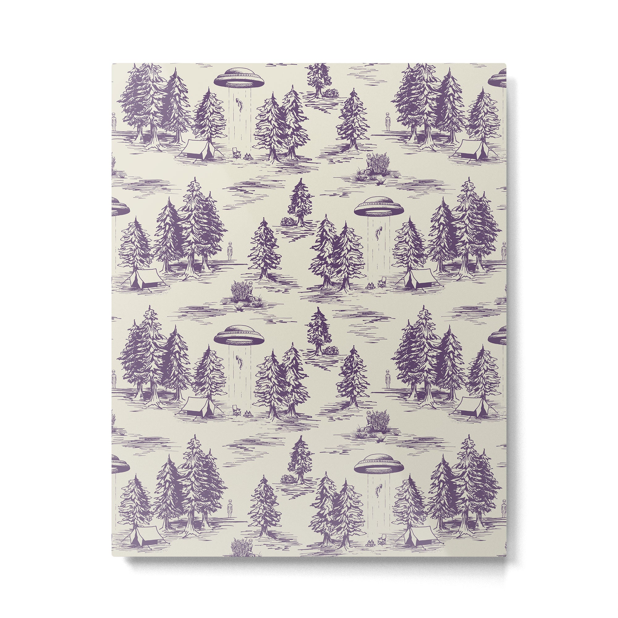 Purple Alien Abduction Toile De Jouy Pattern Metal Print Gallery Image 6