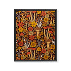 Retro 1970s Brown & Orange Mushrooms & Flowers Framed Canvas Print Gallery Image 8