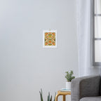 Retro 1970s Floral in Olive Green & Orange Art Print Gallery Image 3