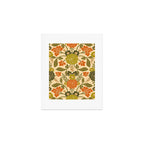Retro 1970s Floral in Olive Green & Orange Art Print Gallery Image 1