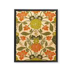 Retro 1970s Floral in Olive Green & Orange Framed Canvas Print Gallery Image 8