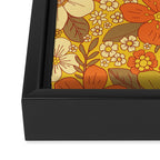 Retro 60s/70s Orange & Olive Green Floral Framed Canvas Print Gallery Image 3