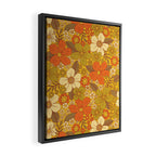 Retro 60s/70s Orange & Olive Green Floral Framed Canvas Print Gallery Image 2