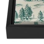 Teal Alien Abduction Toile De Jouy Pattern Framed Canvas Print Gallery Image 3