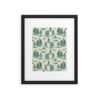 Teal Alien Abduction Toile De Jouy Pattern Framed Art Print Gallery Image 6