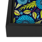 Turquoise Blue, Lime Green, Magenta & Navy Floral Pattern Framed Canvas Print Gallery Image 3