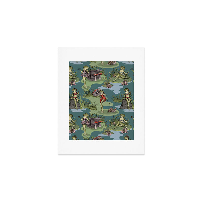 Vintage Pin-Up Girl Frogs Art Print Gallery Image 1