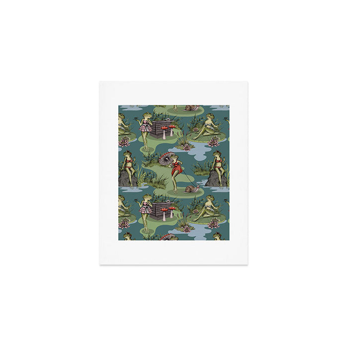 Vintage Pin-Up Girl Frogs Art Print Gallery Image 1