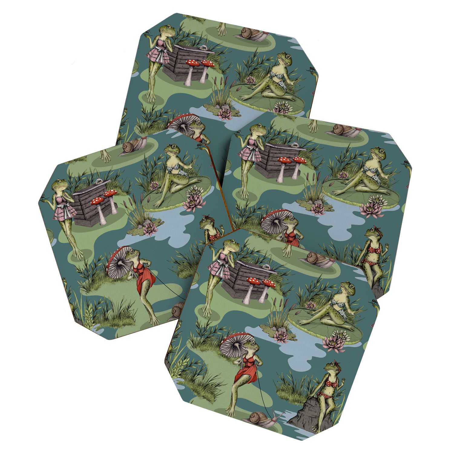 Vintage Pin-Up Girl Frogs Coaster Gallery Image 1