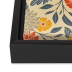 Warm Yellow, Orange & Blue Floral Framed Canvas Print Gallery Image 3
