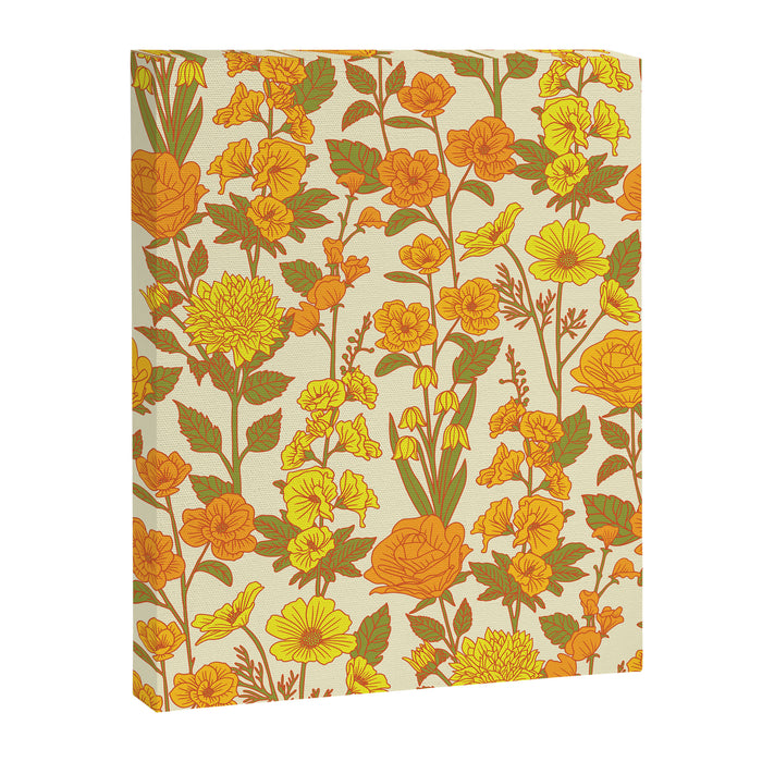 Yellow Vintage-Inspired 70s Floral Cottage Garden Canvas Print Gallery Image 1