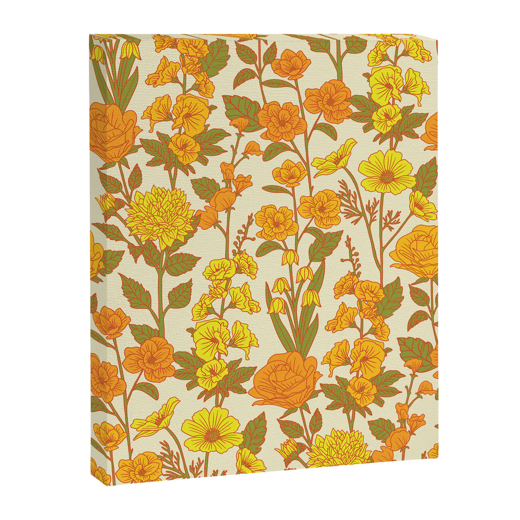 Yellow Vintage-Inspired 70s Floral Cottage Garden Canvas Print Gallery Image 8