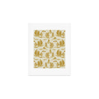 Yellow/Gold Alien Abduction Toile De Jouy Pattern Art Print Gallery Image 1